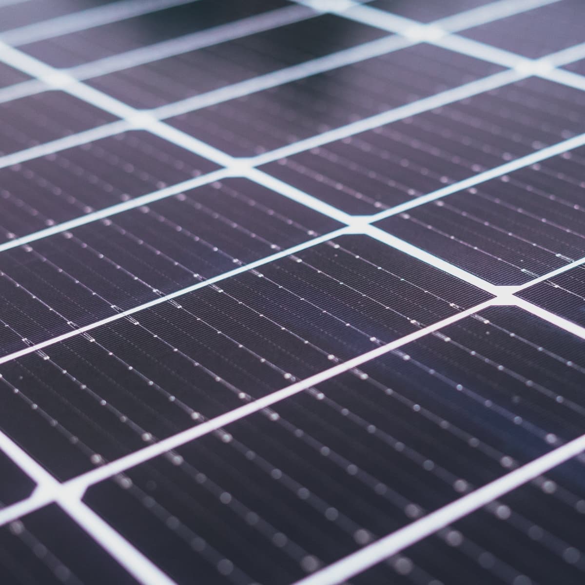 Detailaufnahme von Solarpaneelen mit klar sichtbaren Zellen und feinen Leitungen